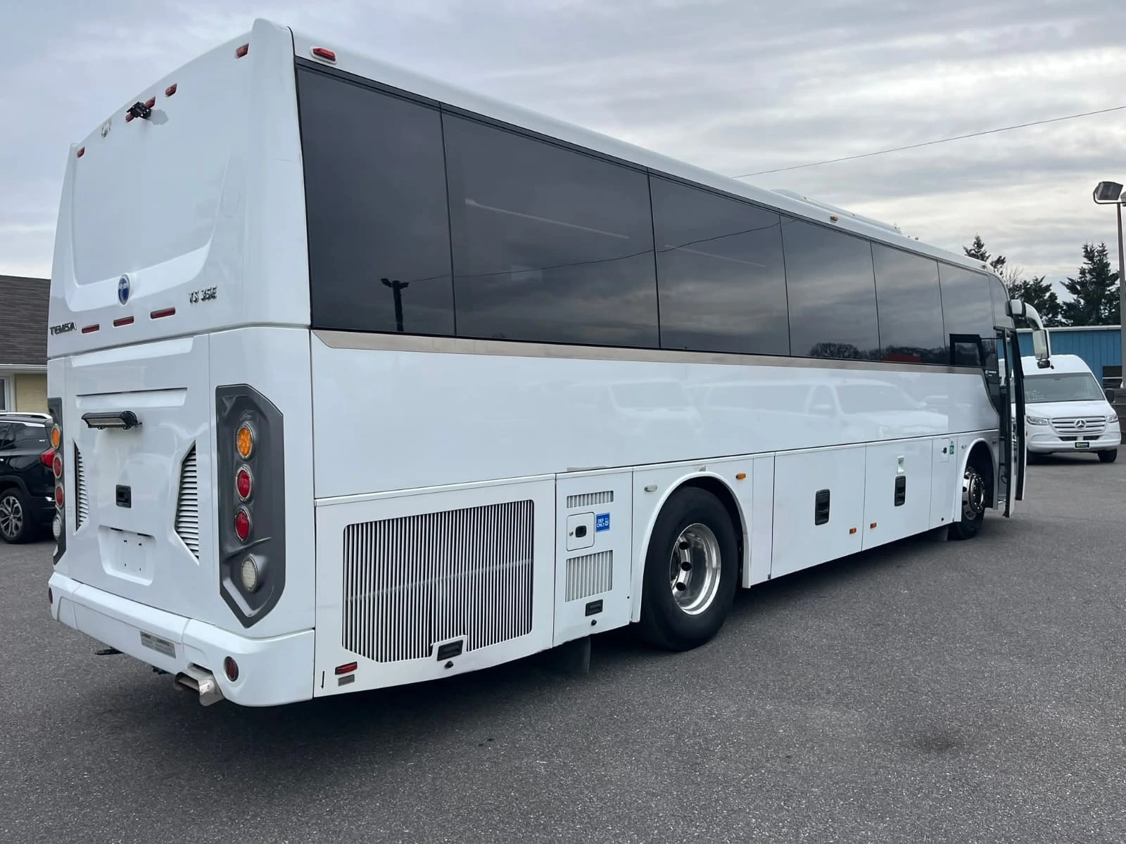 Charter bus exterior side view